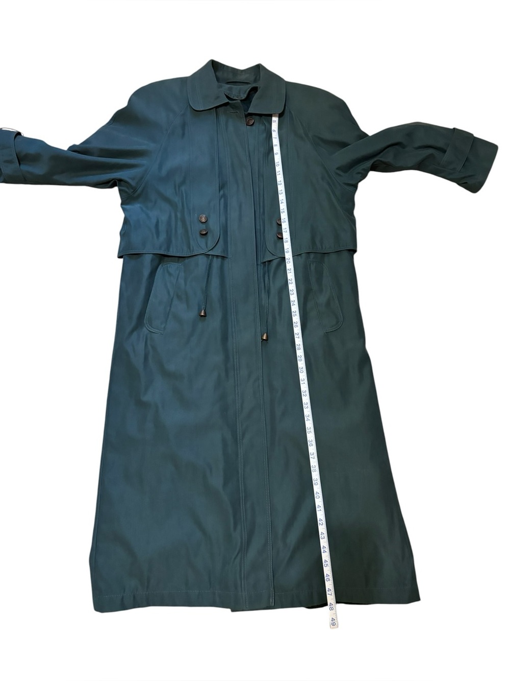 Amazing vintage American Bazaar Green lined long trenchcoat size 8 - Picture 7 of 14